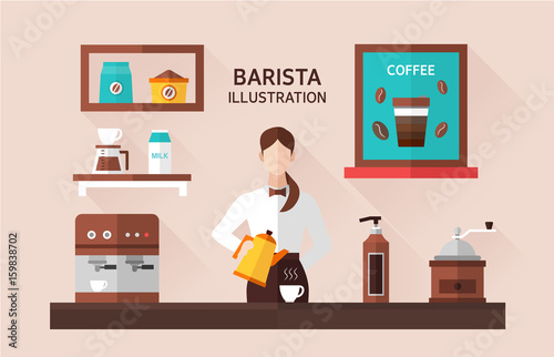 Barista Flat Illustration