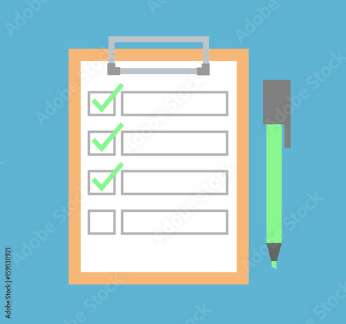 Clipboard with checklist and marker icon