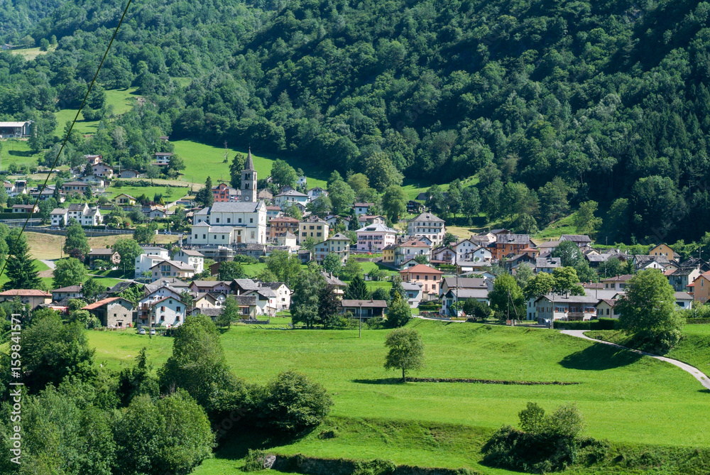 The rural village of Aquila on the Swiss alps