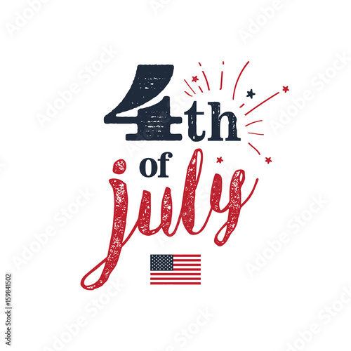4th of July. USA Independence Day. 4th of July typography illustration. Vintage design