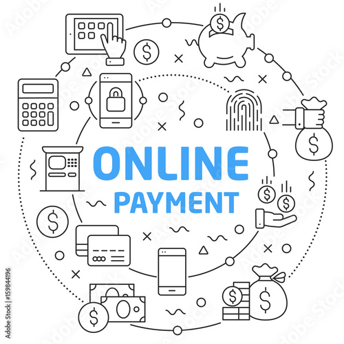 Linear illustration for presentations in the round online payment