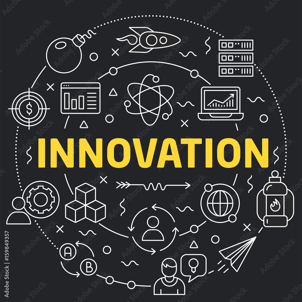 Linear illustration for presentations in the round innovation Linear illustration for presentations in the round innovation