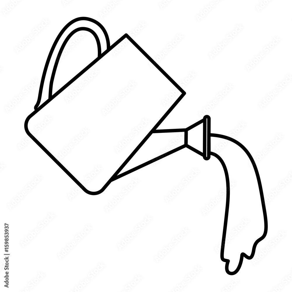 sketch silhouette watering can spilling water vector illustration Stock