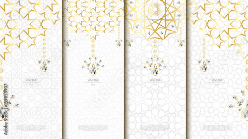 Islamic pattern element concept template with diamond vintage background and logo vector design