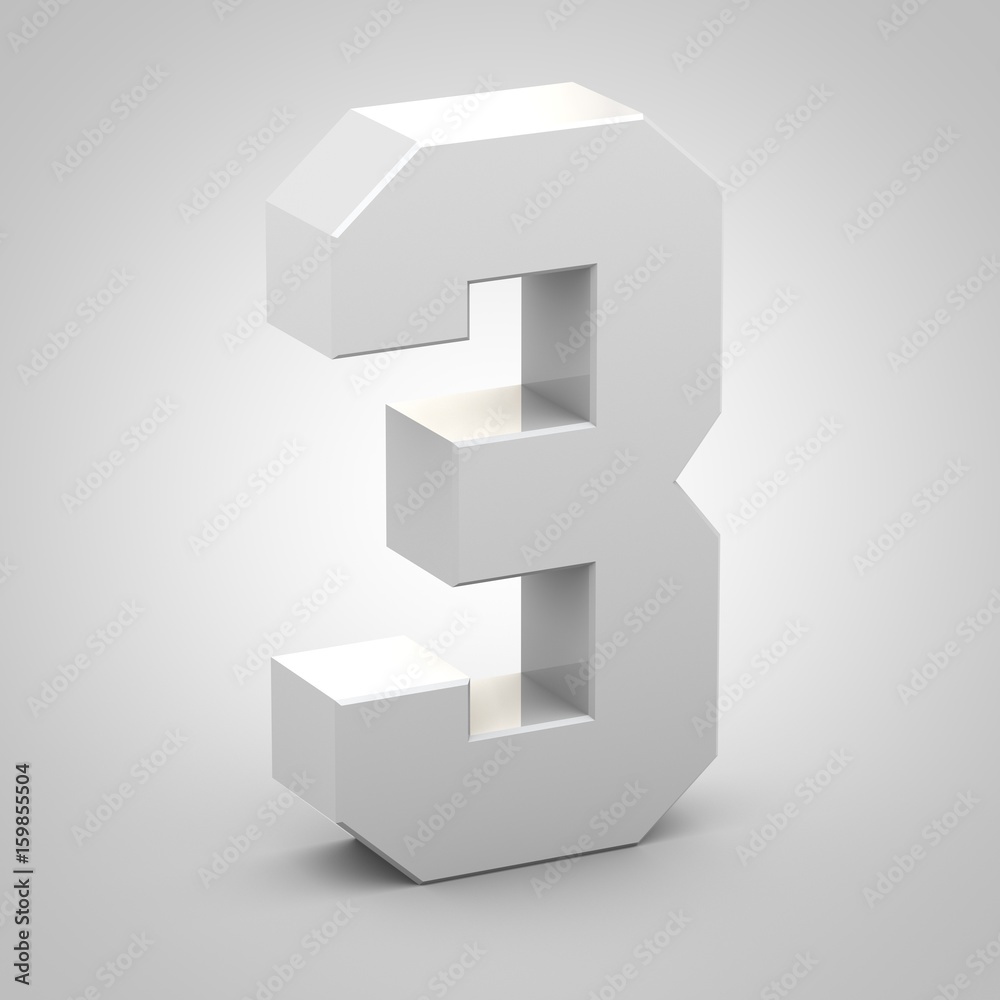 Isometric number 3 isolated on white background Isometric number 3 isolated on white background