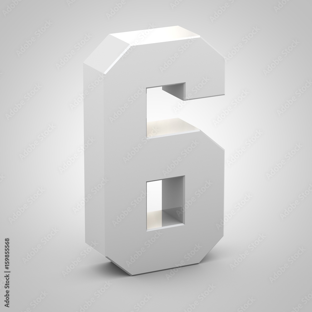 Isometric number 6 isolated on white background Isometric number 6 isolated on white background