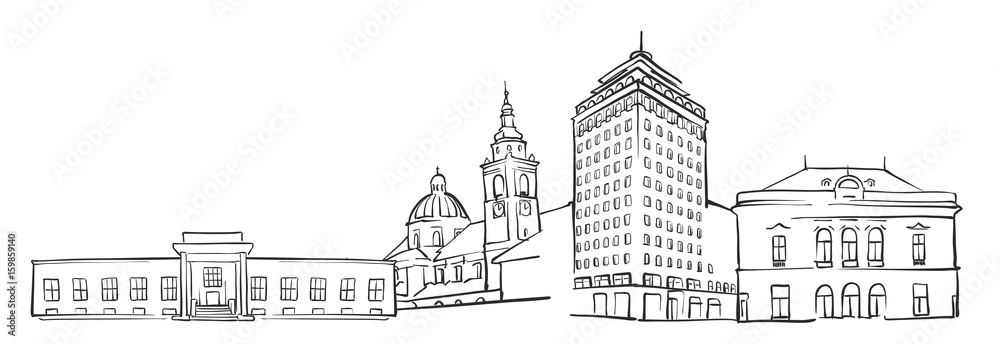Ljubljana Panorama Sketch