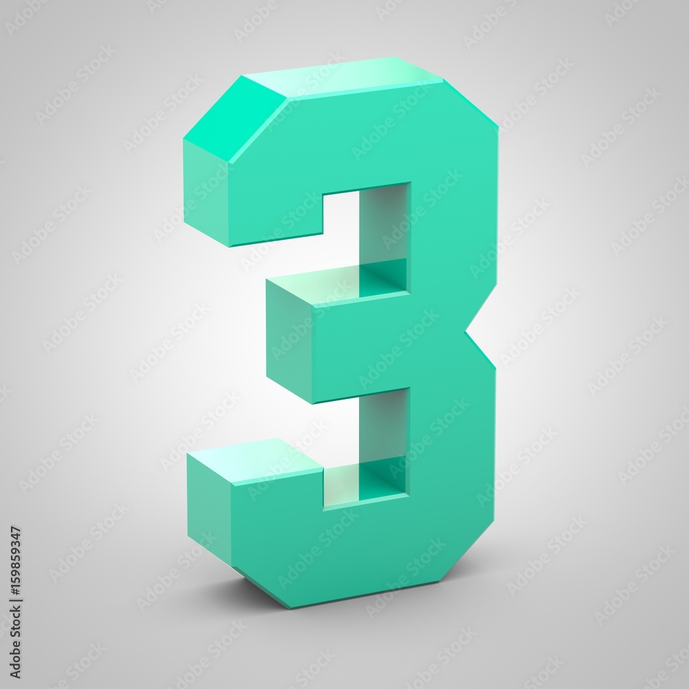 Isometric number 3 isolated on white background Isometric number 3 isolated on white background