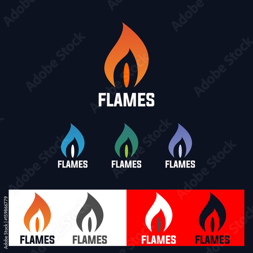 SIMPLE FLAMES, fire perfect logo isolated photo