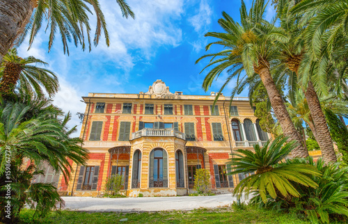 GENOA (GENOVA), ITALY, MAY 31, 2017 -  Villa Saluzzo Serra in Genoa Nervi, inside Genoa Nervi Groppallo Park, Italy.