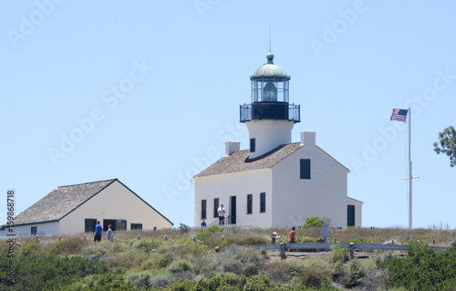 Old Point Loma Lighthouse, located in Cabrillo National Monument near San Diego, California, is one of the oldest lighthouses on the west coast.