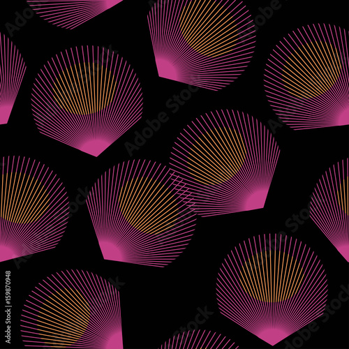 graphic feathers floating seamless pattern in pink and black