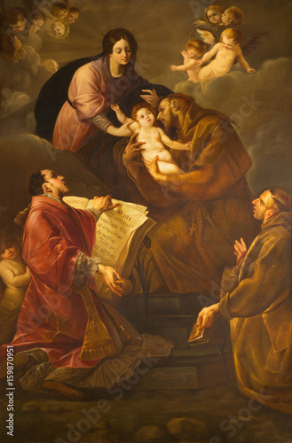 Fototapeta TURIN, ITALY - MARCH 13, 2017: The painting of Madonna with the St