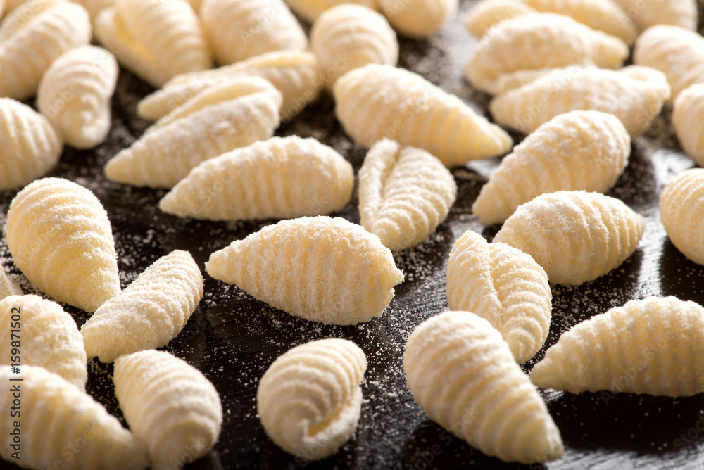 Shells shape handmade pasta.