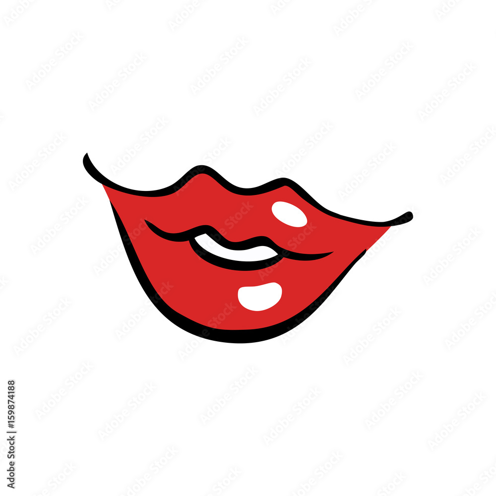 Softly smiling female mouth with red lips Softly smiling female mouth with red lips