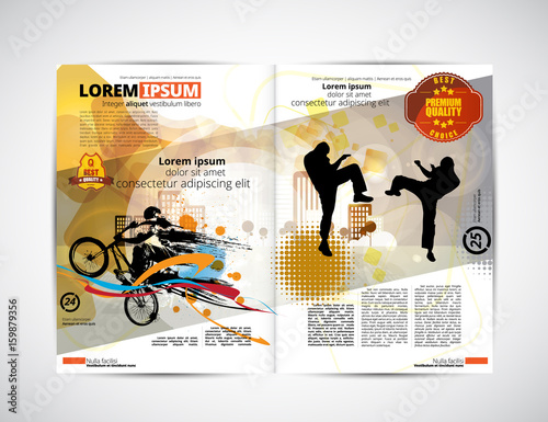 Sport magazine layout, easy editable vector
