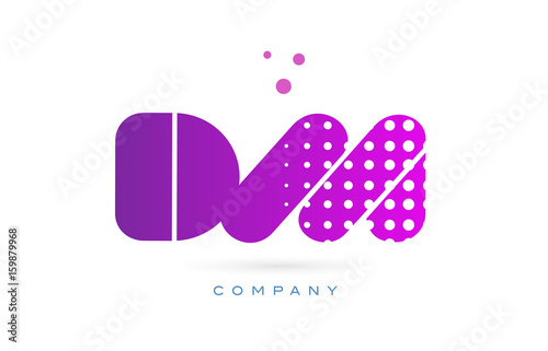 dm d m pink dots letter logo alphabet icon