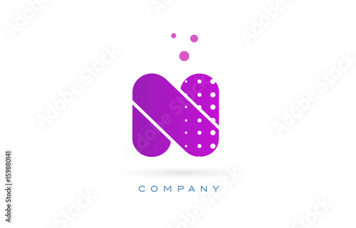 n pink dots letter logo alphabet icon