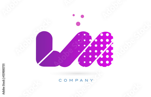 lm l m pink dots letter logo alphabet icon