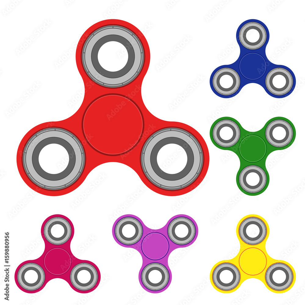 Obraz premium Fidget hand finger spinner stress relieving, colorful toy for removing anxiety and increasing concentration.