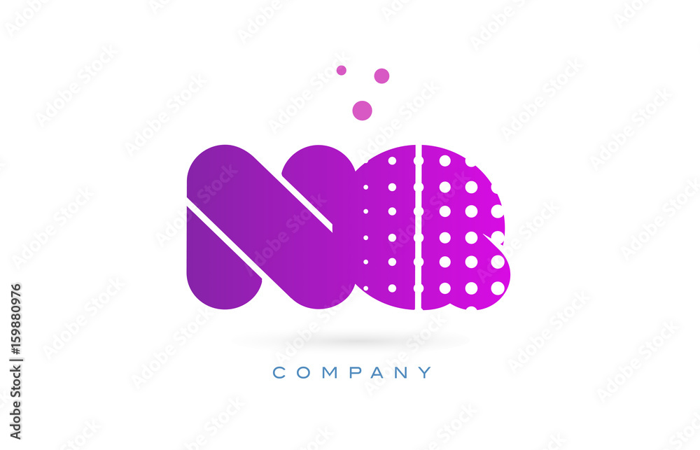 Fototapeta premium nq n q pink dots letter logo alphabet icon