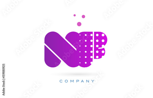 nf n f pink dots letter logo alphabet icon