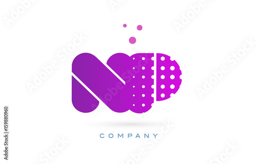np n p pink dots letter logo alphabet icon