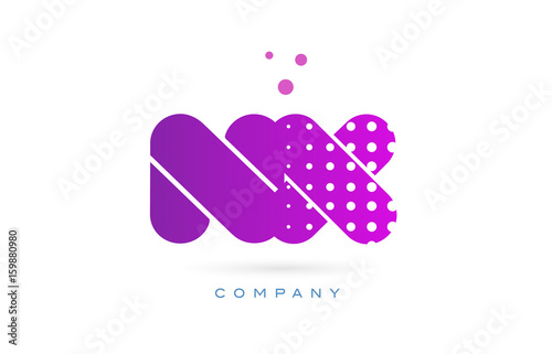 nx n x pink dots letter logo alphabet icon