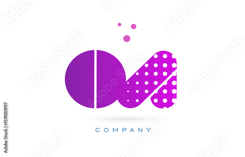 oa o a pink dots letter logo alphabet icon