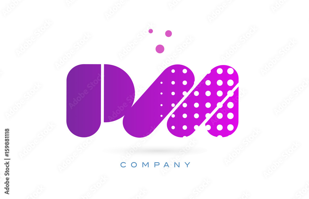 pm p l pink dots letter logo alphabet icon