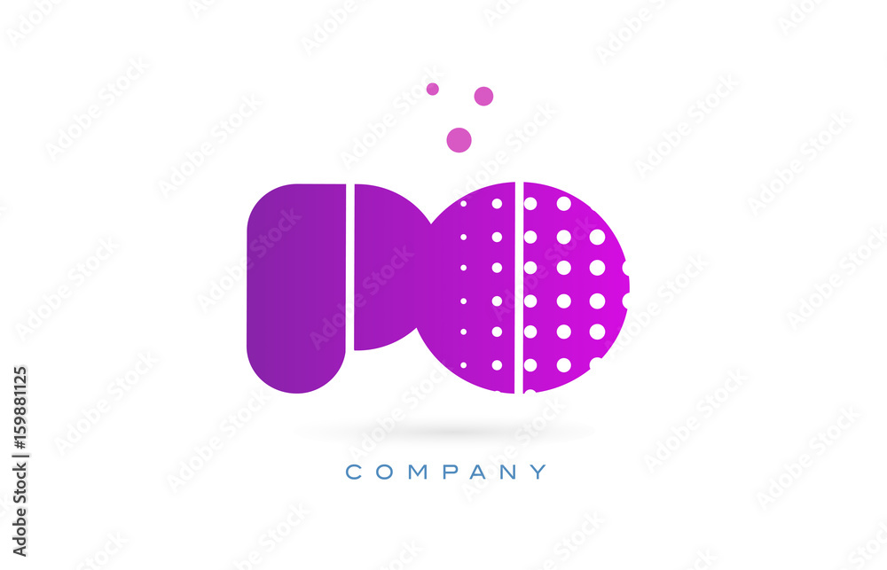 po p o pink dots letter logo alphabet icon