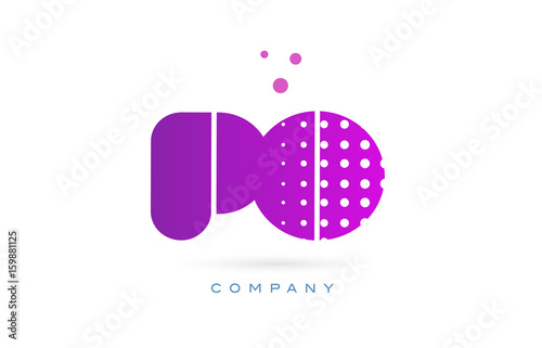 po p o pink dots letter logo alphabet icon