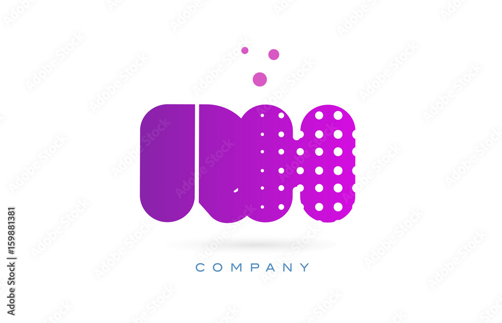 rh r h pink dots letter logo alphabet icon
