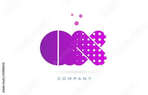 qx q x pink dots letter logo alphabet icon