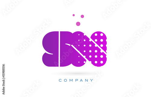 sn s n pink dots letter logo alphabet icon