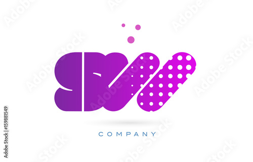 sw s w pink dots letter logo alphabet icon