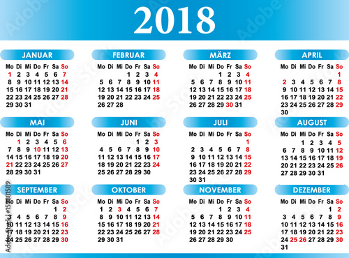 Deutsch calendar 2018