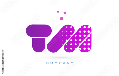 tm t m pink dots letter logo alphabet icon