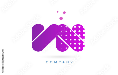 vn v n pink dots letter logo alphabet icon