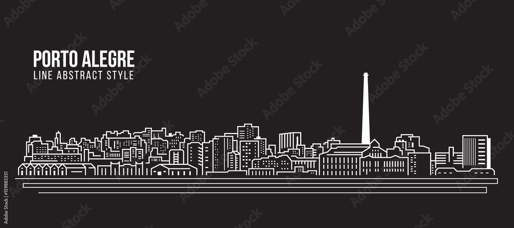 Cityscape Building Line art Vector Illustration design - Porto alegre city