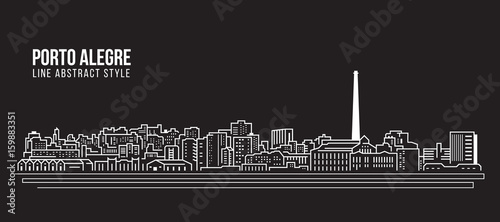 фотографія Cityscape Building Line art Vector Illustration design - Porto alegre city