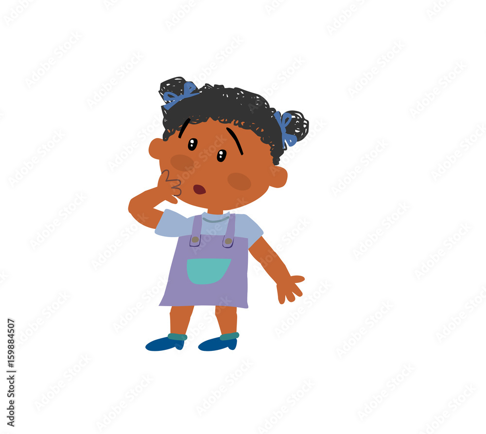 Fototapeta premium Cartoon character girl in surprise; isolated vector illustration.