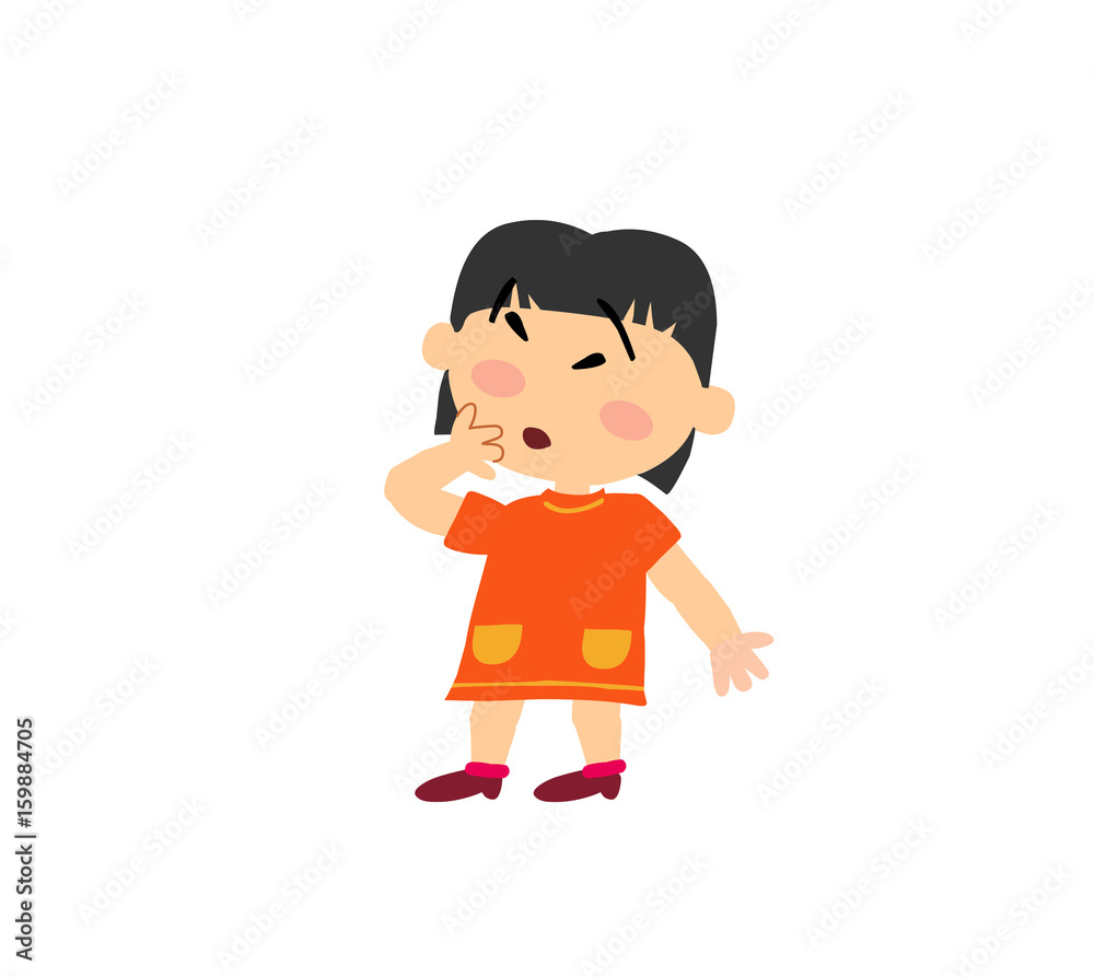 Cartoon character girl in surprise; isolated vector illustration. Cartoon character girl in surprise; isolated vector illustration.