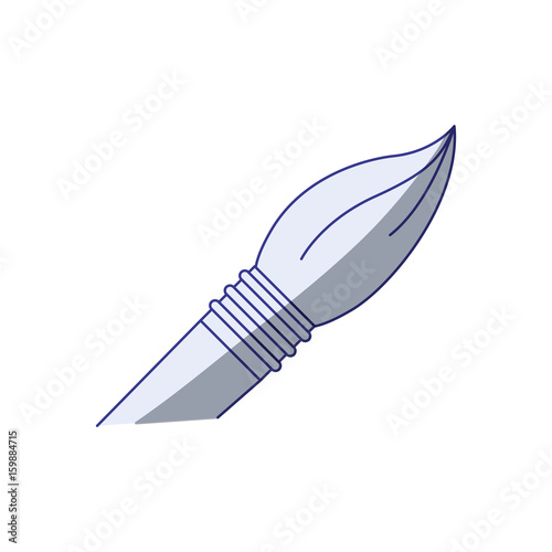 white background with blue shading silhouette of paint brush tip vector illustration
