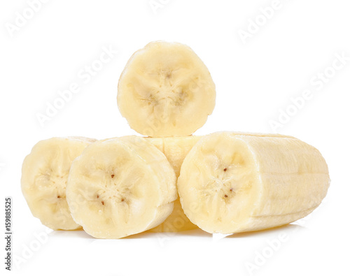 Slice of banana isolated on white background