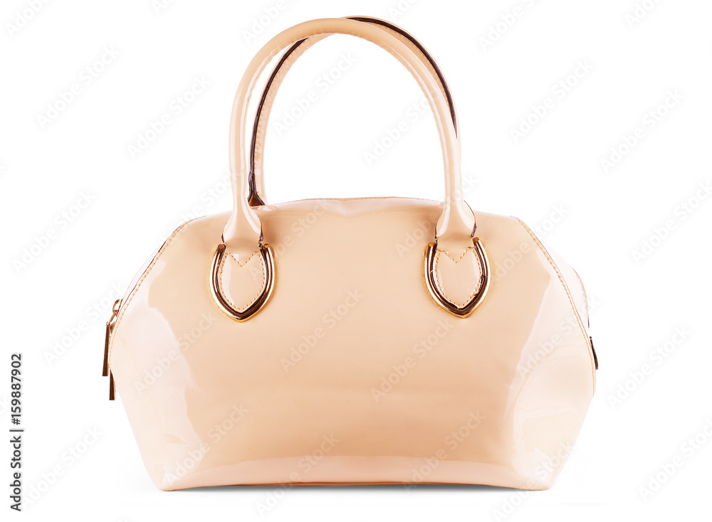 beige fashion female woman purse handbag isolated on white background beige fashion female woman purse handbag isolated on white background