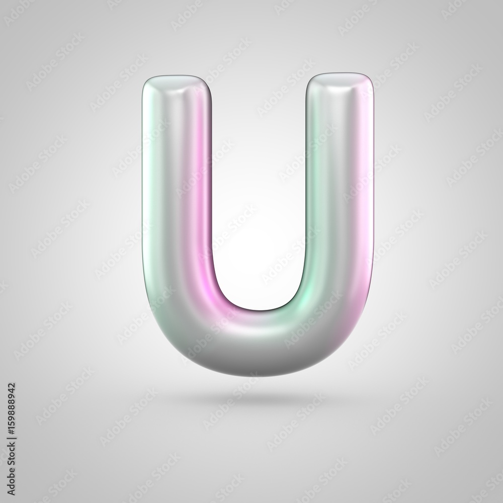 Glossy perl letter U uppercase isolated on white background Glossy perl letter U uppercase isolated on white background