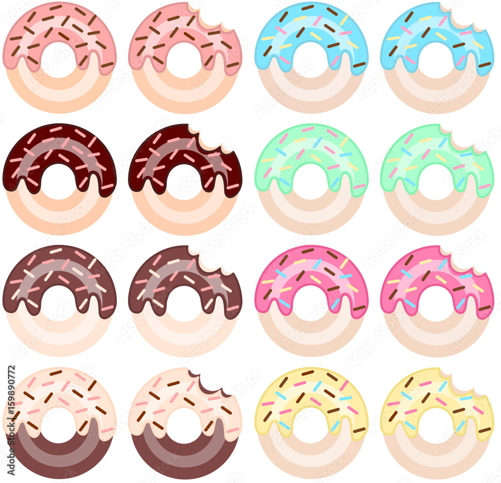 Donut 8 variants of colors