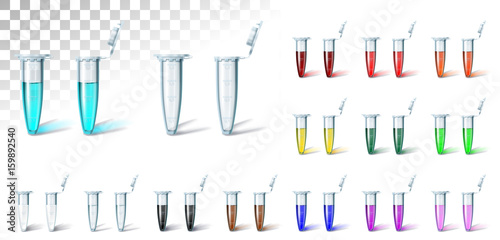 Set test tube multi color on transparent