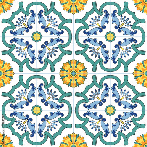 Seamless vector pattern with hand drawn traditional motifs of southern italy ceramics 